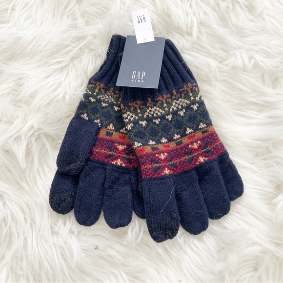 NWT GAP Kids Navy Patterned Gloves - Picture 1 of 1